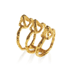 Handcrafted 22ct Gold Plated Silver statement pyramid ring