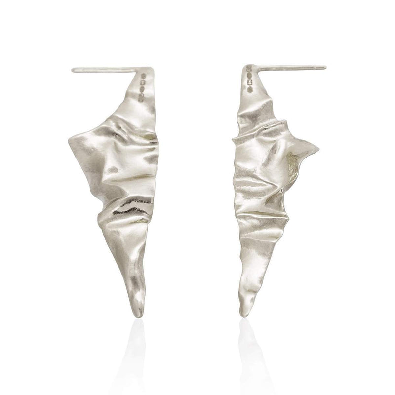 Bold and edgy shaped sterling silver earrings handmade by Niza Huang