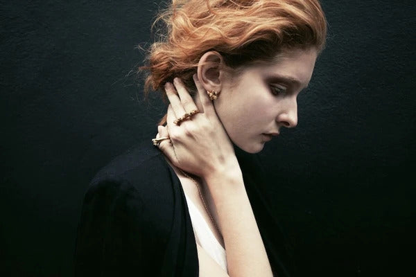 22ct gold plated Irregular Stud earrings by Niza Huang from the Under Earth collection available at cuemars.com