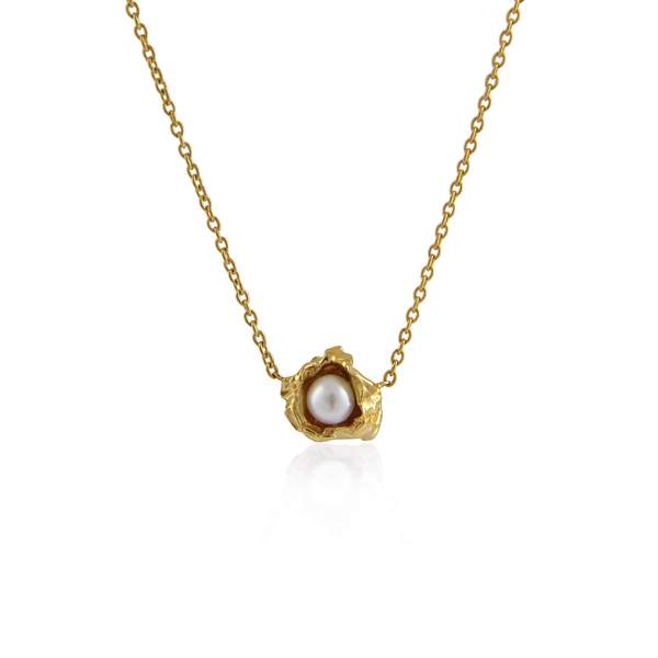 22ct gold plated and white pearl necklace by Niza Huang from the Crush collection available at cuemars.com