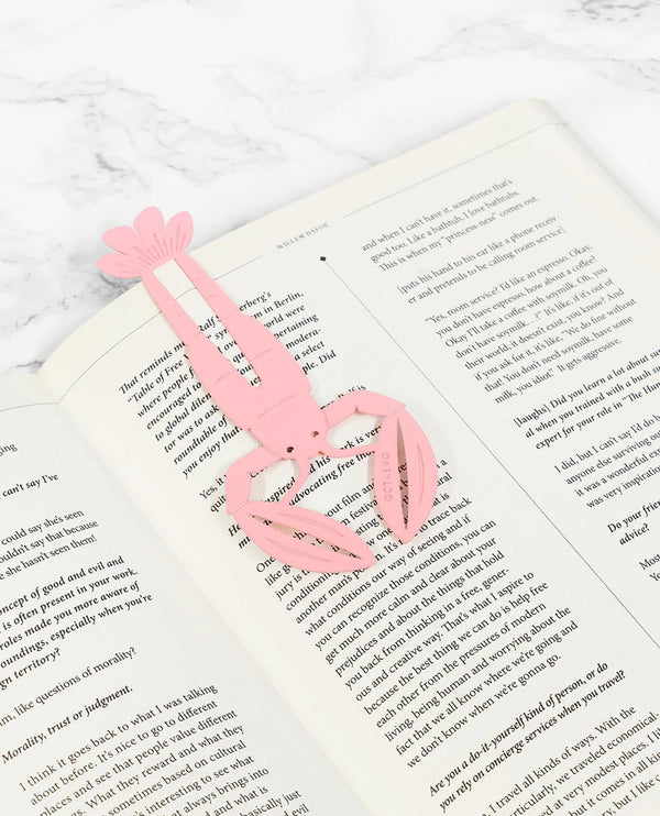 Pink lobster bookmark designed and made by Octaevo available at cuemars.com