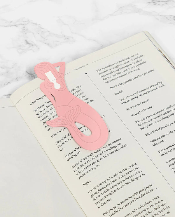 Mermaid pink metallic bookmark called Sirena, designed by Octaevo. Available at www.cuemars.com