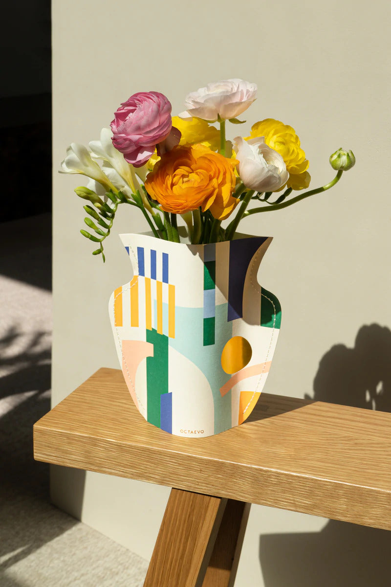 Colourful waterproof paper vase designed and handmade by Spanish brand Octaevo. Available at www.cuemars.com
