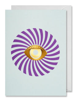Greeting card of a purple circle with an eye metallic bookmark by Octaevo, available at cuemars.com