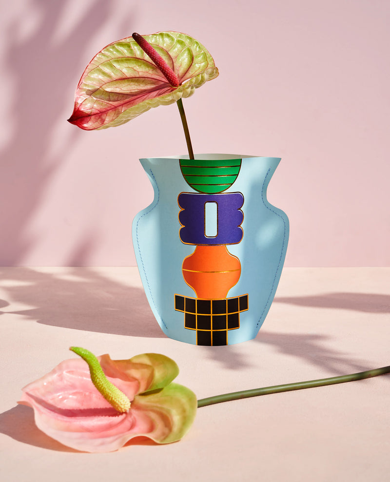 Lifestyle Picture of a handmade waterproof mini paper vase by Barcelona based design studio Octaevo