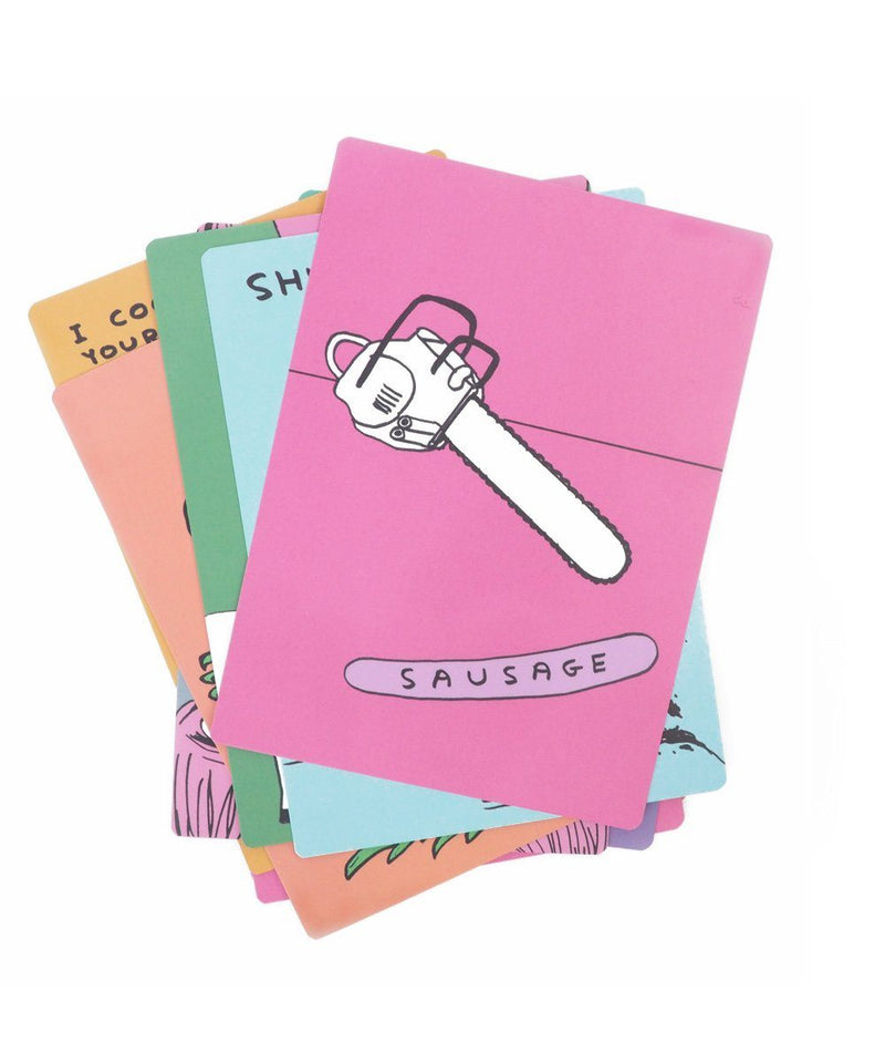 Pack of Illustrated Snap Cards by David Shrigley. Available at Cuemars London.