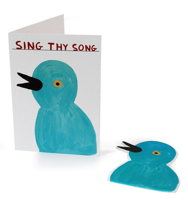 Sing Thy Song Greeting Card David Shrigley with eco-friendly foam sticker