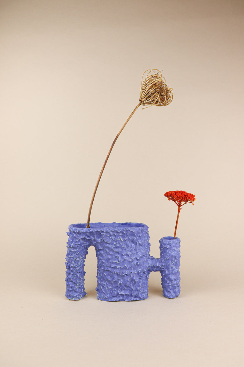 Handmade Blue ceramic vase | Furry Doggo