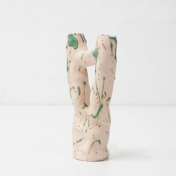 Pink and green Pollock inspired Ceramic Vase by Polish designers Siup Studio