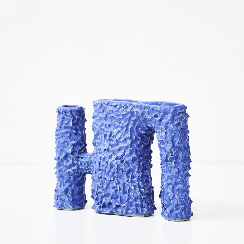 Siup Studio - handmade blue ceramic vase - furry doggo