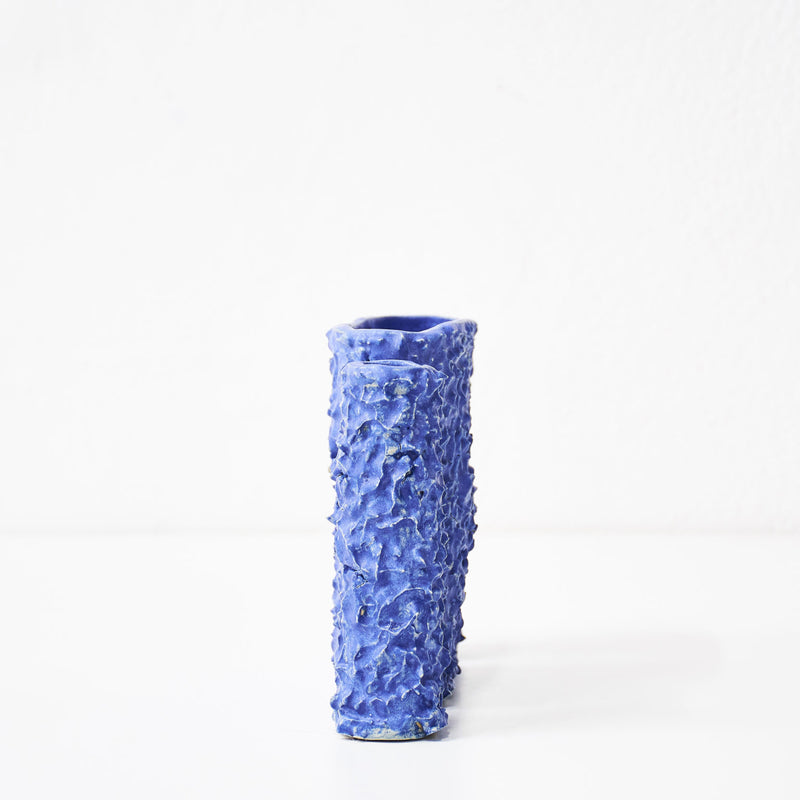 Siup Studio - handmade blue ceramic vase - furry doggo