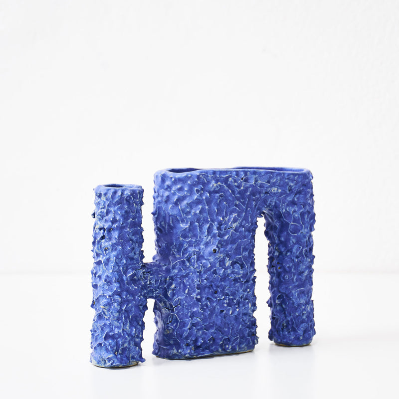 Siup Studio - handmade blue ceramic vase - furry doggo