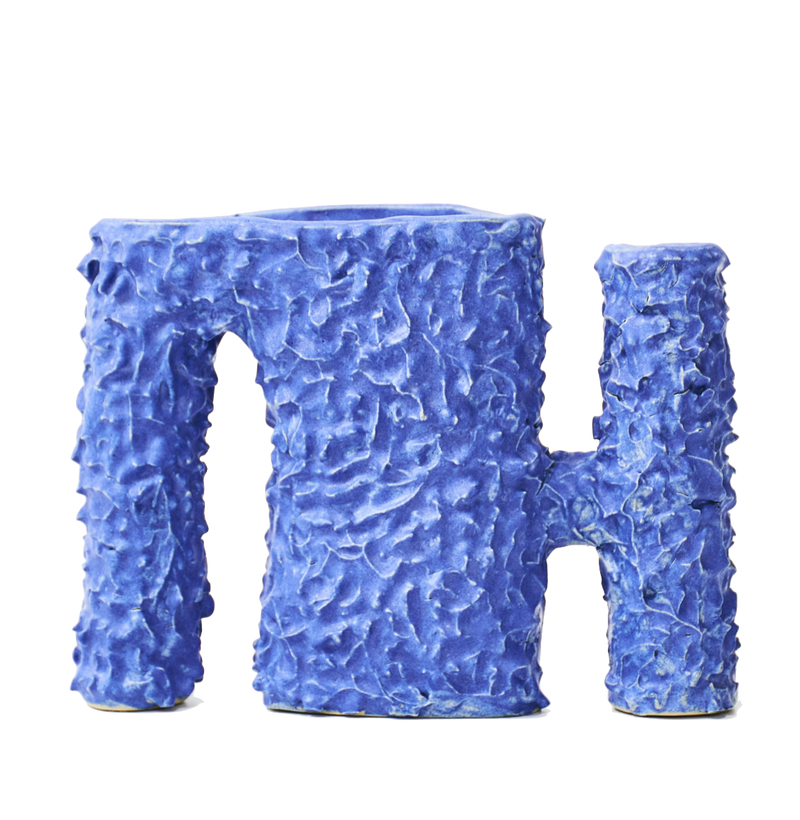 Siup Studio - handmade blue ceramic vase - furry doggo