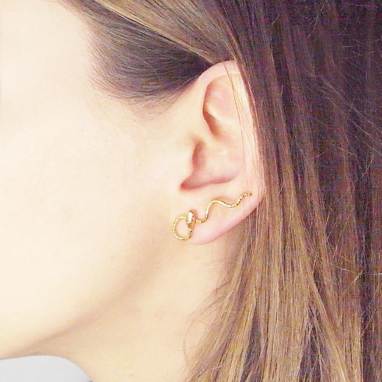 Momocreatura Wavy Snake Earrings Gold Plated Silver