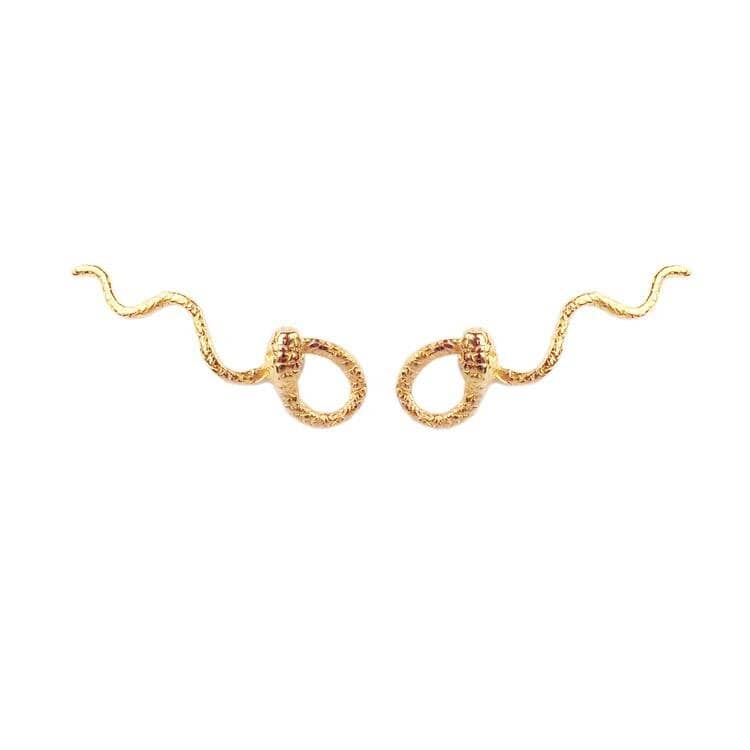 Momocreatura Wavy Snake Earrings Gold Plated Silver