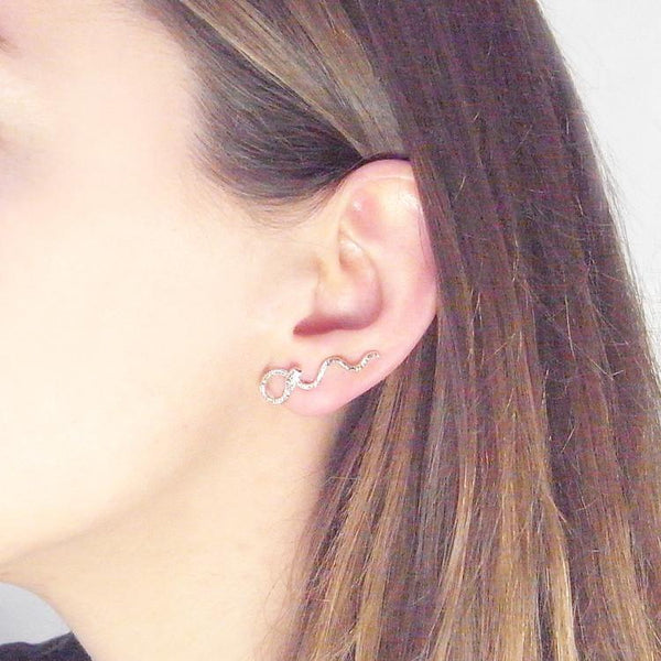 Momocreatura Wavy Snake Earrings Silver