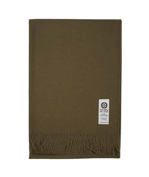picture of handmade super soft baby alpaca throw by so cosy in khaki available online and at the store