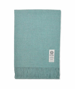 picture of handmade super soft baby alpaca throw by so cosy in pastel blue melange available online and at the store