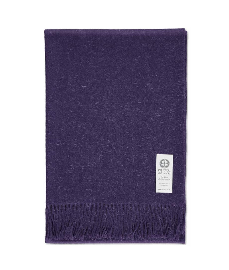 picture of handmade super soft baby alpaca throw by so cosy in violet available online and at the store