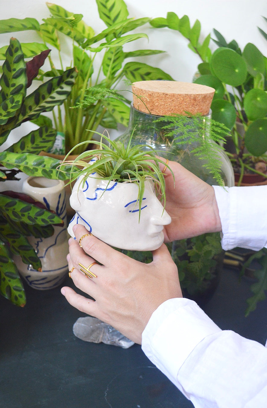 product picture of handmade head pottery planter by Sophie Alda for Cuemars