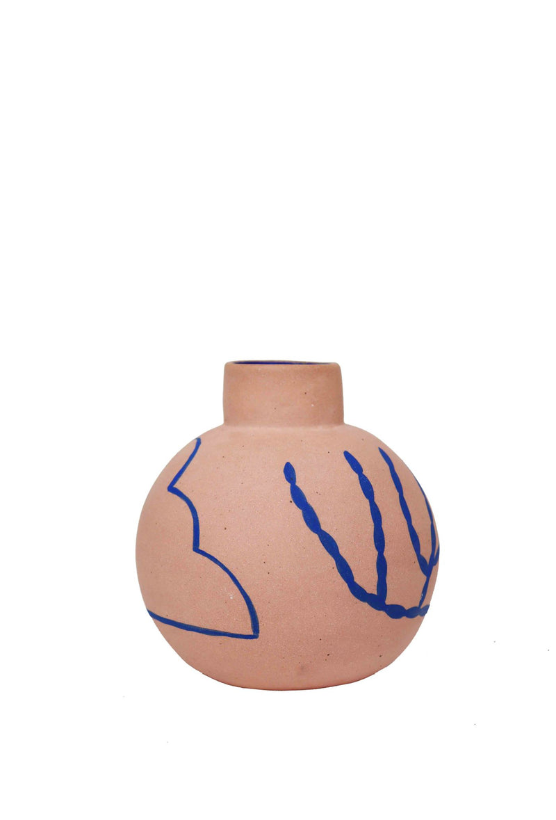 handmade pink and blue ceramic vase by Sophie Alda