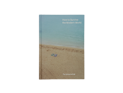 Book cover of a sandy beach with two people sunbathing and the title How To Survive the Modern World by The School of Life. Available at cuemars.com