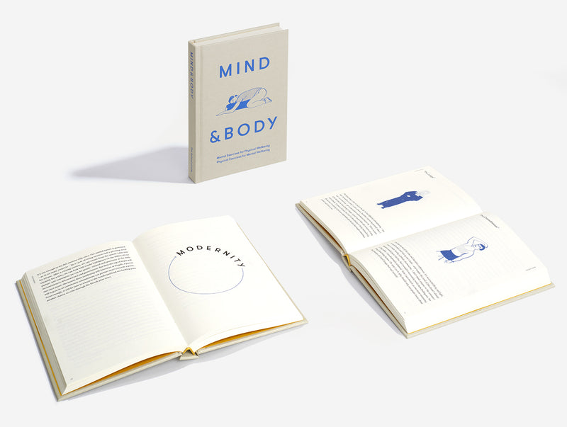 Beige book cover with blue writing stating Mind & Body by The School of Life. Available at cuemars.com