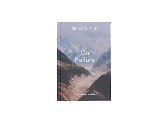 Book Cover by The School of Life with Mountains on the background called On Failure. Available at cuemars.com