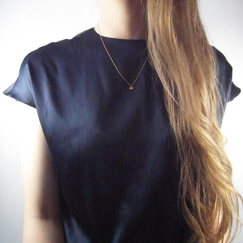 22ct gold plated tiny diamondeye necklace by Momocreatura