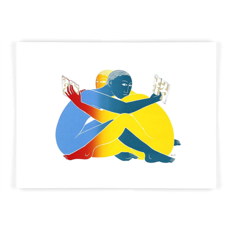 Tom Berry limited edition screen print coupling reading a book together signed and numbered
