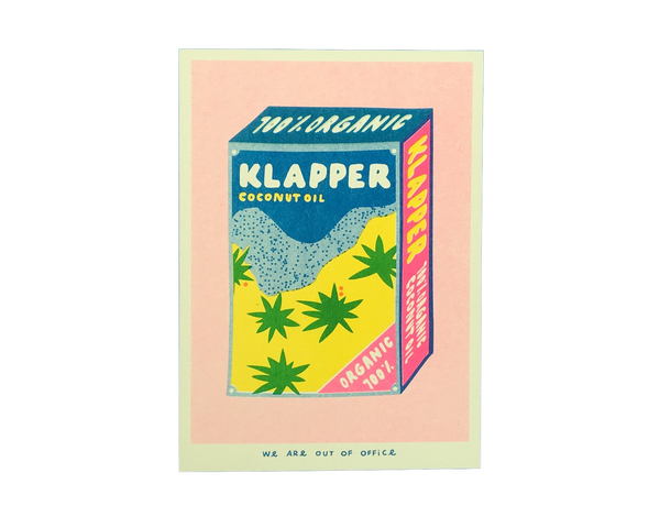 we-are-out-of-office-Klapper-organic-coconut-oil-Risograph-Print-cuemars