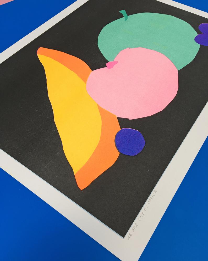 We are out office- fruity life still - risograph print 