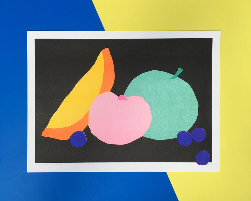 We are out office- fruity life still - risograph print 