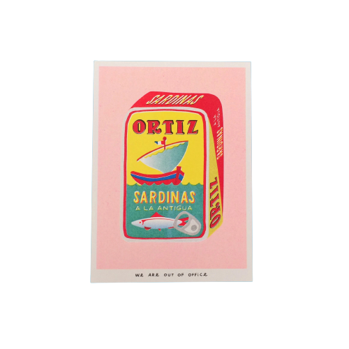 can of Ortiz sardinas risograph print by we are out of office, available at www.cuemars.com